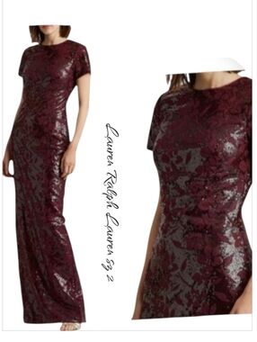 NWT Ralph Lauren Cocktail Sequin Column Maxi Dress Sz 2